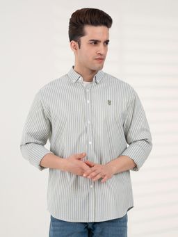Red Tape - Men's Stripe Shirt Everyday Smart Casual Look - Green