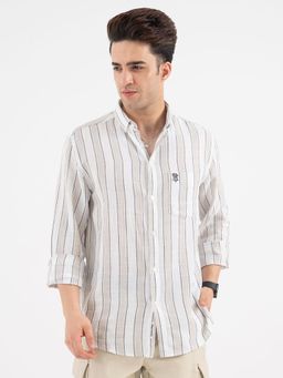 Red Tape - Mens Striped Shirt - Beige