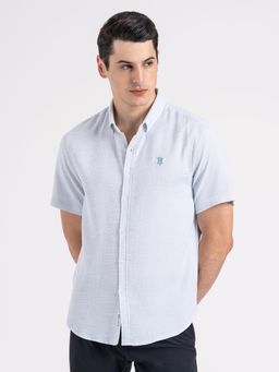 Red Tape - Dobby Half Sleeve Button Down Shirt for Men - Blue