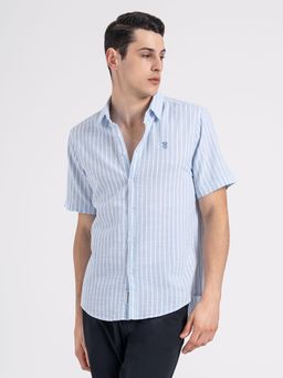 Red Tape - Half Sleeve Button Down Shirt for Men Your Go To for Comfort and Style - Blue