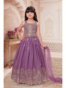 Lagorii - Lavender Embroidered Lehenga and Choli with Dupatta