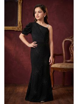 Lagorii - Black One Shoulder Embellished Party Gown
