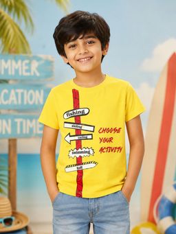 KiddoPanti - Boys Cotton Knit Half Sleeves Activity Printed T-Shirt