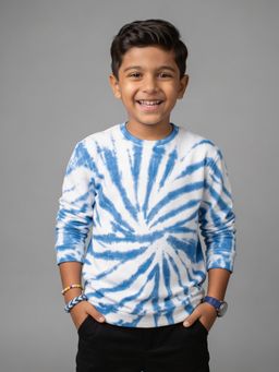 KiddoPanti - Boys Cotton Knit Full Sleeves Tie And Dye Sweatshirt
