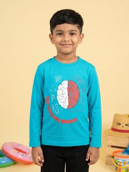 KiddoPanti - Boys Cotton Knit Full Sleeve Big Creative Brains T-Shirt