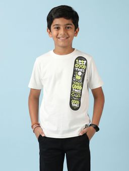 KiddoPanti - Boys Cotton Knit Half Sleeves Skate Board Printed T-Shirt