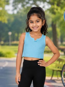 KiddoPanti - Girls Cotton Spandex Solid Rib Crop Top
