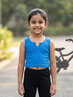 KiddoPanti - Girls Cotton Spandex Solid Rib Crop Top