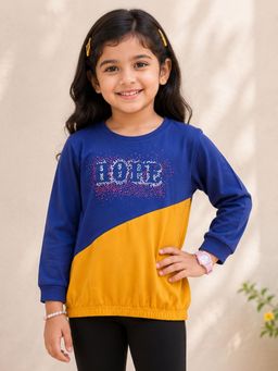 KiddoPanti - Girls Cotton Knit Full Sleeves Hope Printed Cut And Sew T-Shirt