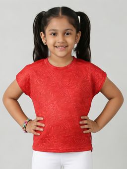 KiddoPanti - Girls Half Sleeves Abstract Swirl Basic Sports T-Shirt