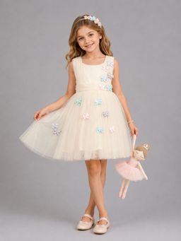 The Little Tales - Off White Net 3D Butterfly Dress