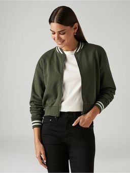 Levi's - Women Brand Logo Olive Crew Neck Sweatshirts