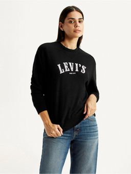 Levi's - Women Brand Logo Black Crew Neck Sweatshirt