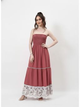 AAREIN - Rust Lace Strapless Maxi Dress