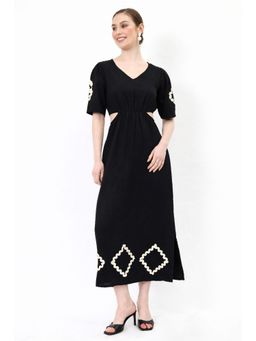 AAREIN - Black Cut Out Embroidered Maxi Dress
