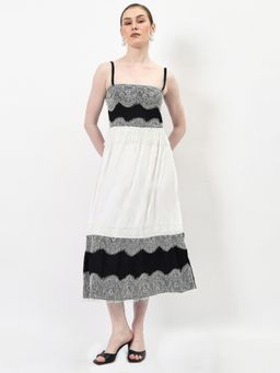 AAREIN - Colorblocked Lace Midi Dress