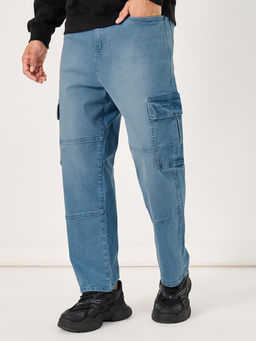 Styli - Men Solid Utility Cargo Jeans