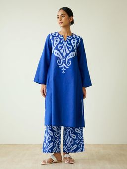 Rustorange - Women Blue Printed Kurta with Palazzo