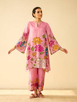 Rustorange - Women Lily Pink Floral Printed Co-Ord-Set