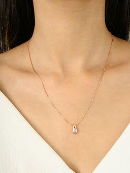 METALM - Solitaire Cz Diamond Teardrop Pendant Necklace