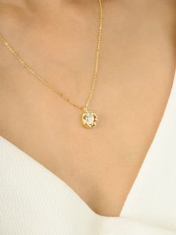 METALM - Gold Finish Cz Diamond Drop Necklace