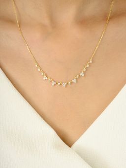 METALM - Yellow Gold Cz Diamond Cluster Necklace