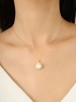 METALM - Yellow Gold Pearl Drop Necklace