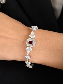 METALM - Emerald Cut Red Diamond Tennis Bracelet