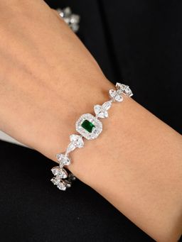 METALM - Emerald Cut Green Diamond Tennis Bracelet
