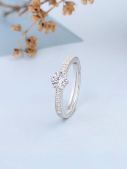 Ornate Jewels - 925 Silver 1.25 Carat American Diamond Solitaire Engagement Ring For Women & Girls