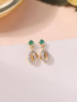 Ornate Jewels - 925 Silver 18K Gold Plated Natural Green Emerald Drop Earring for Women & Girls