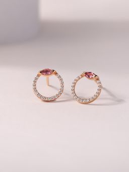 Ornate Jewels - 925 Silver 18K Rose Gold Plated Natural Pink Tourmaline Stud Earring for Women & Girls