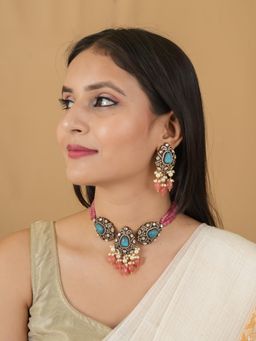 PINKCITY CRAFT - Royal Aqua Victorian Choker with Earrings