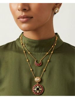 Shopsiiri - Noor Dual Layer Kundan Necklace with Earrings