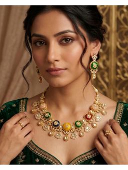 Shopsiiri - Rang Noor Kundan Festive Necklace with Earrings