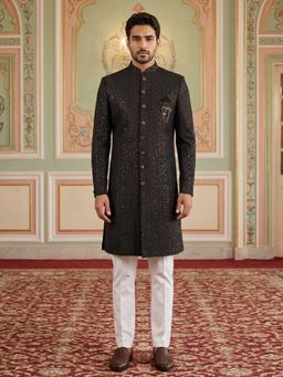 Jompers - Men Embroidered Indo-Western Sherwani with Trouser