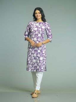 Stree Basics - Women Purple Floral Printed Kurta