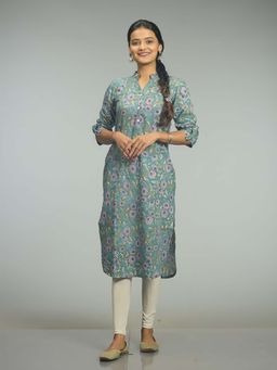 Stree Basics - Women Sea Green Floral Printed Kurta