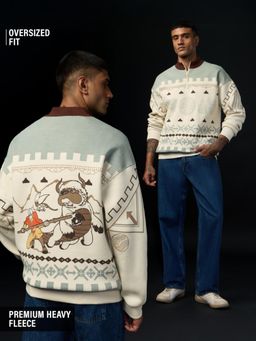 The Souled Store - Official Avatar: Universe Cream Men Oversized Sweatshirt