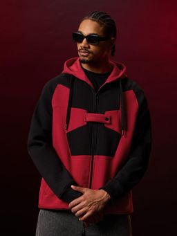 The Souled Store - Urban Shield Men Red Oversized Hoodie