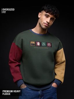 The Souled Store - Official Harry Potter: Magic Is Everywhere Men Green Oversized Sweatshirt