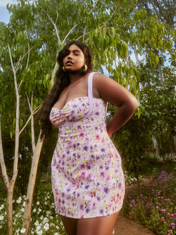 Lea Clothing - Anna Pink Floral A-Line Mini Dress