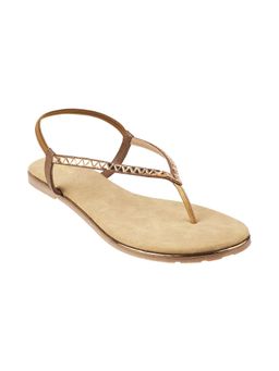Mochi - Womens Antique Gold Flat SandalsMochi Embellished-sequined Antique-gold Sandals