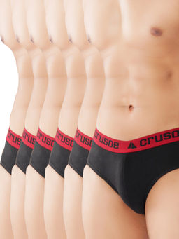 CRUSOE - Mens Black Antimicrobial Super Combed Cotton Briefs (Pack of 6)