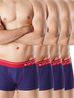 CRUSOE - Mens Blue Quest Antimicrobial Super Combed Cotton Trunks (Pack of 4)
