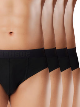 CRUSOE - Mens Black Antimicrobial Super Combed Cotton Classic Briefs (Pack of 4)