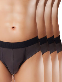 CRUSOE - Mens Charcoal Antimicrobial Super Combed Cotton Classic Briefs (Pack of 4)