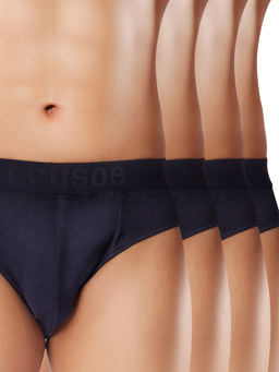 CRUSOE - Mens Navy Blue Antimicrobial Super Combed Cotton Classic Briefs (Pack of 4)