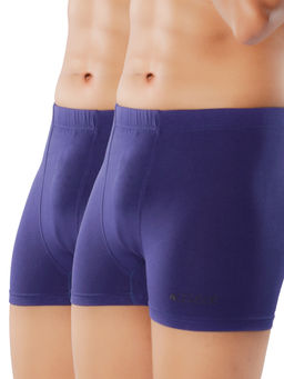 CRUSOE - Mens Blue Super Soft Antimicrobial Combed Cotton Trunks (Pack of 2)