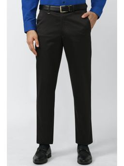 Van Heusen - Men Black Solid Regular Fit Trouser